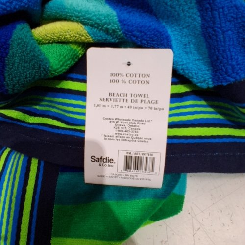 SAFDIE & CO BEACH TOWEL - 40" X 70" - BLUE/GREEN (MODEL: 9917618) image 2