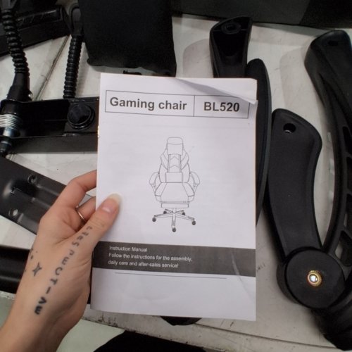 DL-WIN GAMING CHAIR WITH FOOTREST\ MASSAGE LUMBER SUPPORT AND HIGH BACK - 360 SWIVEL - GREY\BLACK (MODEL: BL520) image 2