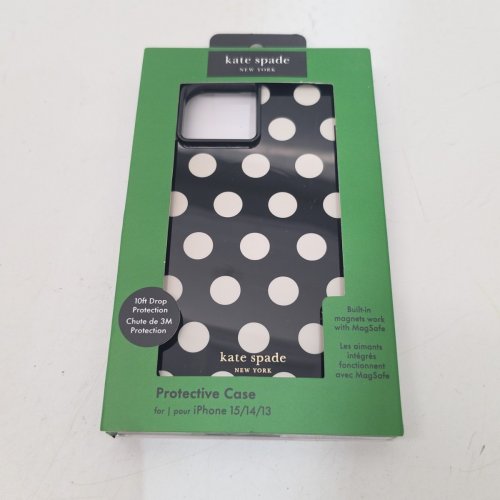 KATE SPADE PROTECTIVE PHONE CASE WITH MAGSAFE FOR IPHONE 13/14/15 - BLACK/WHITE POLKA DOTTED image 4