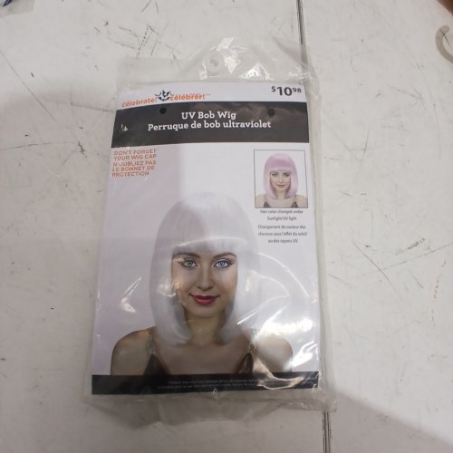 WOMEN'S WAY TO CELEBRATE UV BOB WIG - ONE SIZE FITS MOST - WHITE / PINK image 2