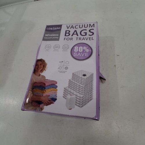 6PC TRAVEL VACUUM STORAGE BAGS - 2 SMALL 15.8" X 15.8", 2 MEDIUM 15.8" X 19.7", 2 LARGE 15.8" X 23.6" - CLEAR WITH GREY PLAID image 4