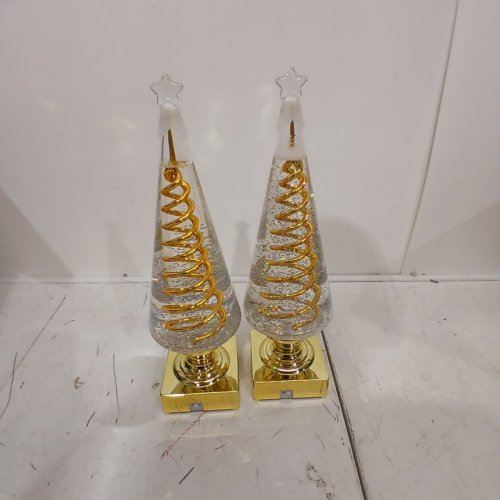 2PK SPIRAL CHRISTMAS TREES WITH LED LIGHTS - 14" - CLEAR, GOLD (MODEL: 1851563) image 3