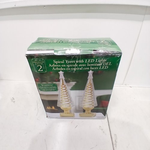 2PK SPIRAL CHRISTMAS TREES WITH LED LIGHTS - 14" - CLEAR, GOLD (MODEL: 1851563) image 4