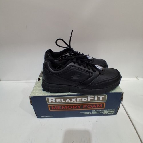 WOMEN'S SKECHERS WORK MEMORY FOAM RELAXED FIT NAMPA WYOLA SLIP RESISTANT SHOE - SIZE 7.5 - BLACK (STYLE: 77235/BLK) image 2