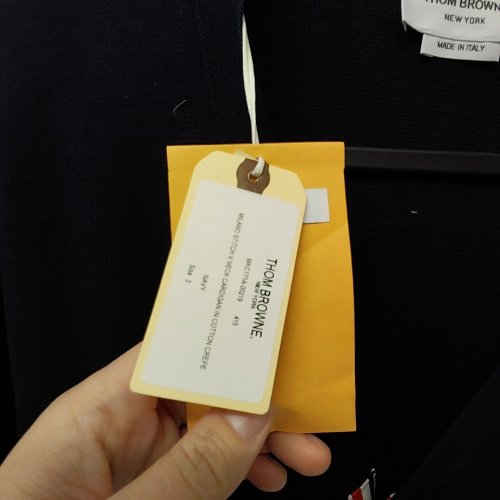 THOM BROWNE COTTON CREPE V NECK CARDIGAN - 3 - NAVY (MODEL: MKC171A-00219-415) image 5