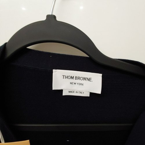 THOM BROWNE COTTON CREPE V NECK CARDIGAN - 3 - NAVY (MODEL: MKC171A-00219-415) image 6