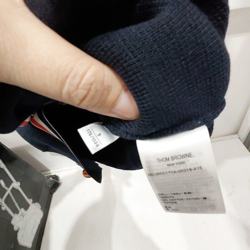 THOM BROWNE COTTON CREPE V NECK CARDIGAN - 3 - NAVY (MODEL: MKC171A-00219-415) image 8