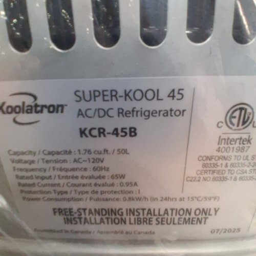 KOOLATRON COMPACT ELECTRIC MINI FRIDGE - 1.76CU.FT - BLACK/STAINLESS STEEL (MODEL: KCR45B) image 7