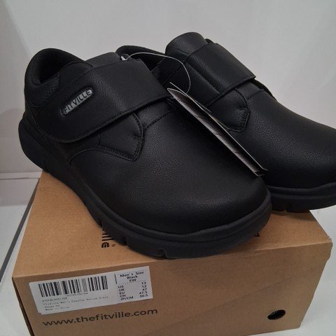 MEN'S FITVILLE EASYTOP DELUXE DRESS SHOES - 13 EXTRA WIDE - BLACK (STYLE: ETDCBLACK115_W) image 2