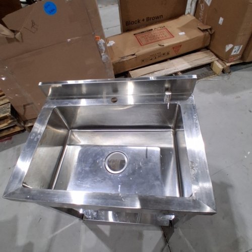 STAINLESS STEEL FREESTANDING UTILITY SINK WITH SHELF, FAUCET, SOAP DISPENSER AND EXTRAS - 31.5" X 20" X 28" (23" X 15" SINK) - CHROME image 8
