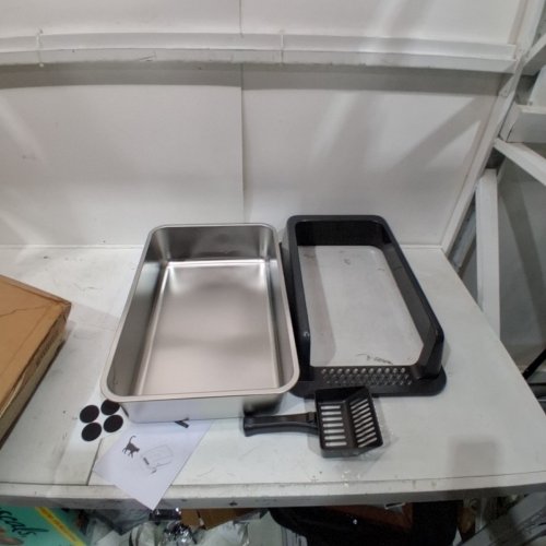 STAINLESS STEEL CAT LITTER BOX - 14" X 23" - GREY/SILVER image 2