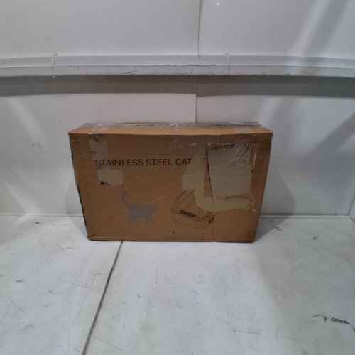 STAINLESS STEEL CAT LITTER BOX - 14" X 23" - GREY/SILVER image 4