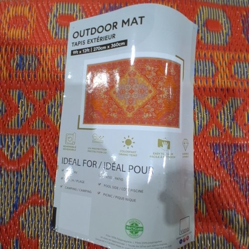 OUTDOOR REVERSIBLE AREA RUG - 9FT X 12FT - ORANGE MULTICOLOUR (ITEM 1943835) image 2