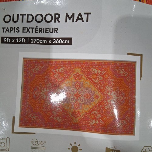 OUTDOOR REVERSIBLE AREA RUG - 9FT X 12FT - ORANGE MULTICOLOUR (ITEM 1943835) image 4