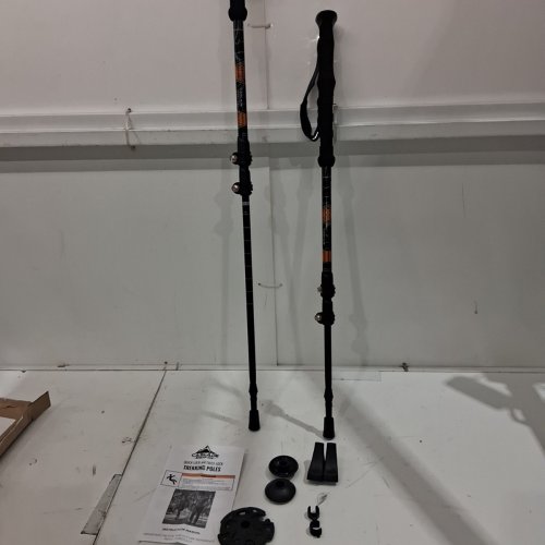 2PC CASCADE MOUNTAIN TECH ADJUSTABLE QUICK-LOCK ALUMINUM TREKKING POLES, EXTENDS TO 54" - BLACK/ORANGE (MODEL: TP-AL-QL-EVA-3) image 2