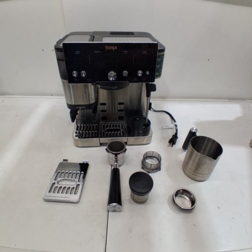 NINJA LUXE CAFE ESSENTIAL SERIES 3-IN-1 COFFEE GRINDER, MILK FROTHER, AND DRIP COFFEE ESPRESSO MACHINE - SILVER/BLACK - (MODEL: ES501C) image 4