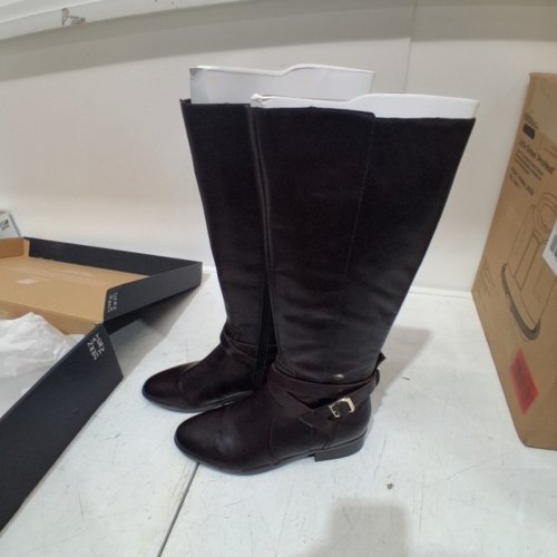 WOMEN'S NATURALIZER WIDE CALF KNEE HIGH LEATHER BOOT - 7M - DARK BROWN (STYLE: RENA2) image 3