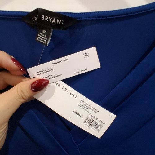 WOMEN'S LANE BRYANT PLEAT FRONT TOP - 3X - BLUE (STYLE: ALANIA LB0166) image 3