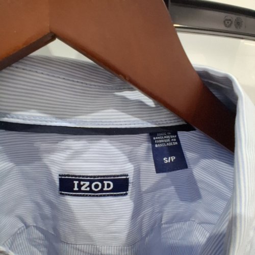 MEN'S IZOD STRIPED BUTTON-DOWN SHIRT - SMALL - LIGHT BLUE/WHITE STRIPES image 3