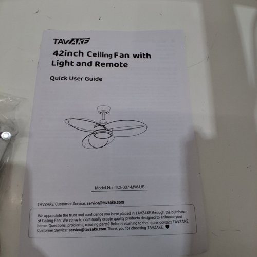 TAVZAKE CEILING FAN WITH LIGHT AND REMOTE - 3000 K WARM TO 6500 K DAYLIGHT 42" - WHITE (MODEL: TCF007-MW-US) image 2