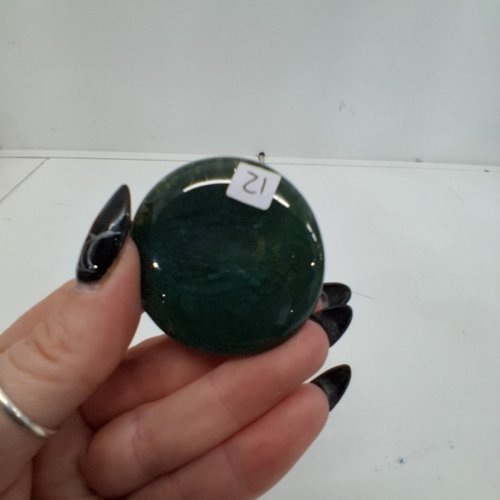 NATURAL POLISHED MOSS AGATE STONE PALM STONE - 42 MM image 4