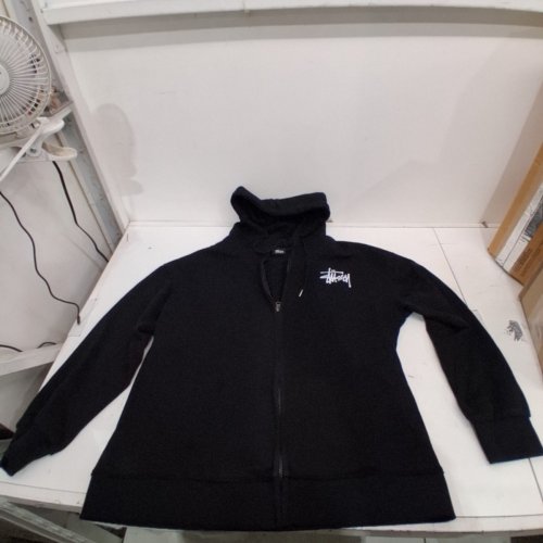 MEN'S STÜSSY ZIP-UP HOODIE - LARGE - BLACK image 2
