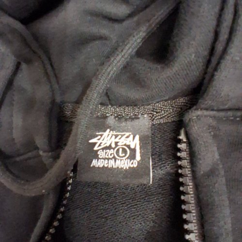MEN'S STÜSSY ZIP-UP HOODIE - LARGE - BLACK image 4