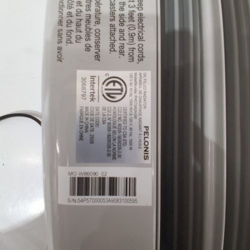 PELONIS OIL FILLED RADIANT SPACE HEATER - 1500W, 120 V - OFF-WHITE (MODEL: PHO15A2AGW) image 5