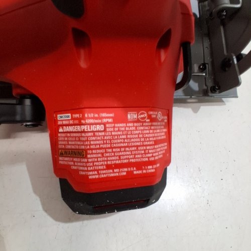 4PC CRAFTSMAN V20 MAX CORDLESS POWER TOOL KIT, CIRCULAR SAW WITH 6 1/2" BLADE, 1/4" IMPACT DRIVER, 1/2" DRILL/DRIVER, LED TASK LIGHT, BATTERY/CHARGER INCLUDED - RED /BLACK - (MODEL:CMCK401D2AM) image 11