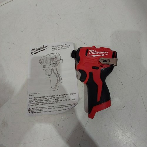 MILWAUKEE M12 SUBCOMPACT BRUSHLESS 1/4" HEX IMPACT DRIVER ** TOOL ONLY** - 12 V - RED / BLACK (MODEL: 3450-20) image 3