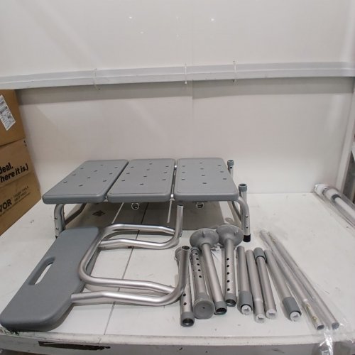 MEDLINE GUARDIAN TRANSFER BENCH WITH BACK & MICROBAN ANTIMICROBIAL TREATMENT - GREY (MODEL: G3-100KBX1) image 2