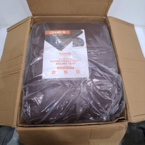 VEVOR HEAVY DUTY WATER AND SUNPROOF TARP WITH GROMMETS - 12FT X 20FT - BROWN image 2