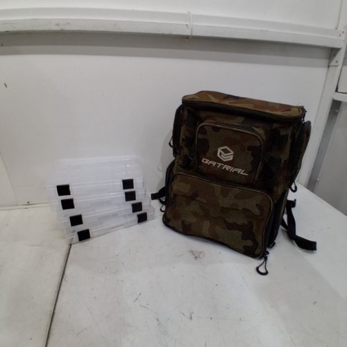 5PC GATRIAL WATERPROOF FISHING BACKPACK WITH TACKLE STORAGE BOXES BACKPACK - 15" X 8.5" X 16" - CAMOUFLAGE (MODEL:2450) image 2