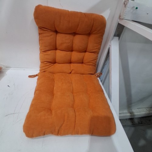 TUFTED CHAIR CUSHION/SEAT PILLOW WITH NON SLIP STRAP - 16" X 30" - ORANGE image 2