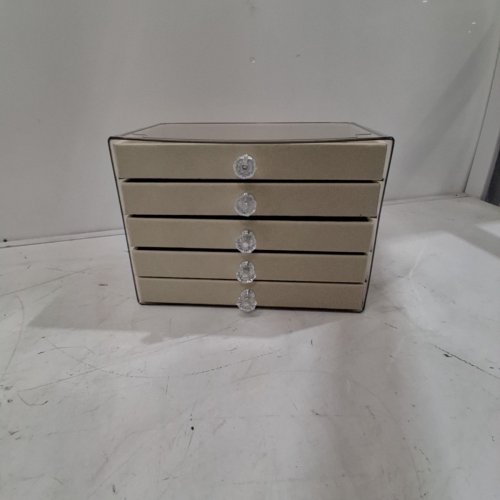 5-DRAWER VELVET JEWELRY BOX ORGANIZER - BEIGE image 2