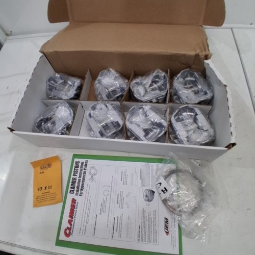 8PC KB PERFORMANCE PISTON FLAT TOP PISTON SET FOR SMALL BLOCK CHEVROLET - MINUS 5.00CC, 4.030" BORE - GREY (MODEL: 9908HC.030) image 3