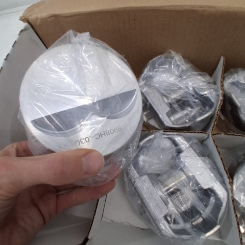 8PC KB PERFORMANCE PISTON FLAT TOP PISTON SET FOR SMALL BLOCK CHEVROLET - MINUS 5.00CC, 4.030" BORE - GREY (MODEL: 9908HC.030) image 4