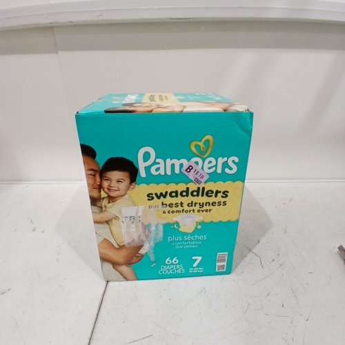 66PK PAMPERS SWADDLERS DIAPERS - WHITE - SIZE 7 image 3