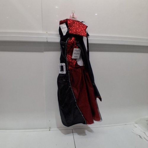 GIRLS'S GOTHIC VAMPIRESS COSTUME DRESS - SMALL - RED/BLACK image 3