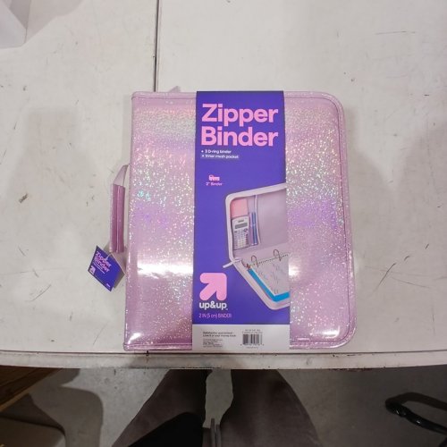 UP&UP ZIPPER BINDER 3-RING BINDER - 2" - PINK GLITTER image 2