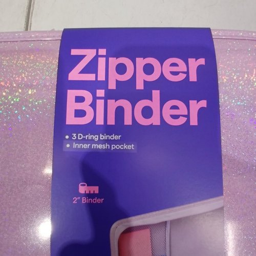 UP&UP ZIPPER BINDER 3-RING BINDER - 2" - PINK GLITTER image 3