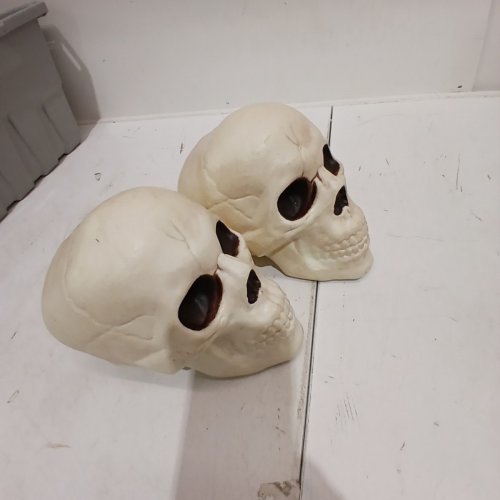 2 WAY TO CELEBRATE! PLASTIC SKULL DECOR - WHITE BLACK image 2