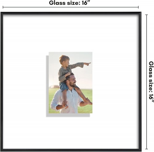 AMERICANFLAT FLOATING PICTURE FRAME WITH POLISHED PLEXIGLASS - 16" X 16" - BLACK / CLEAR image 2