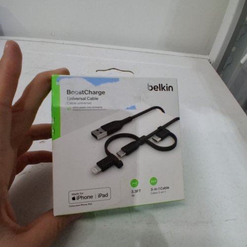 BELKIN BOOSTCHARGE UNIVERSAL CHARGING CABLE USB-C/LIGHTNING/MINI USB - 3.3FT - BLACK image 2