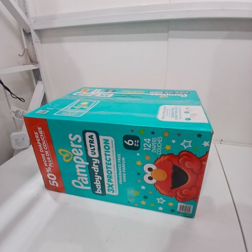 124PK PAMPERS BABY DRY ULTRA FRAGRANCE FREE 3X PROTECTION DIAPERS - SIZE 6 (35LB+) image 3