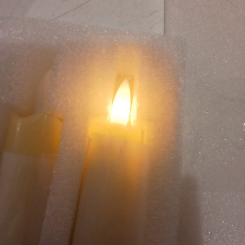 3PK SEHNSY DRIPLESS FLAMELESS TAPER CANDLES REAL WAX BATTERY OPERATED LED CANDLES SET WITH 3D FLICKERING FLAME - 9.6" - WHITE image 2