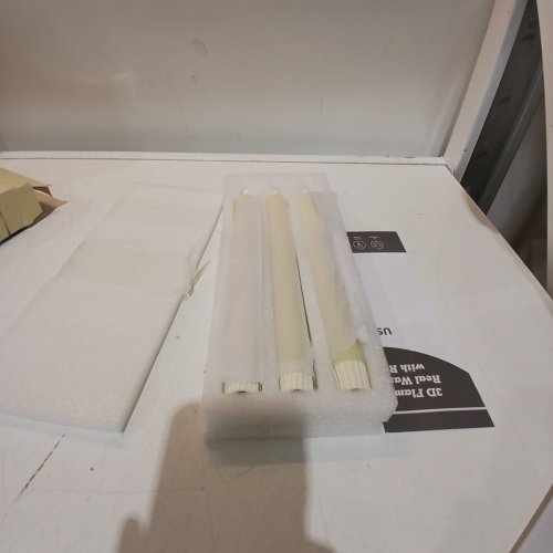 3PK SEHNSY DRIPLESS FLAMELESS TAPER CANDLES REAL WAX BATTERY OPERATED LED CANDLES SET WITH 3D FLICKERING FLAME - 9.6" - WHITE image 3
