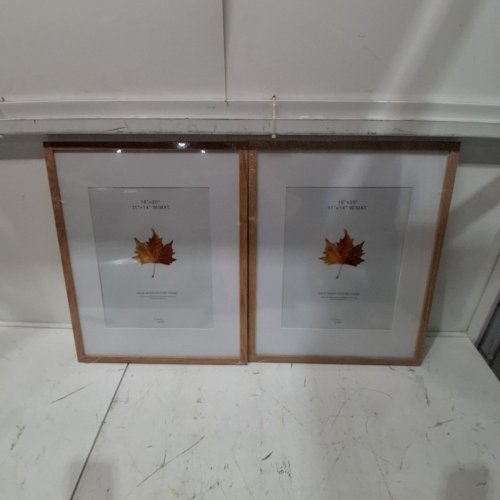 2PK PICTURE FRAMES - 16" X 20"; 11" X 14" WITH MAT - NATURAL WOOD image 2