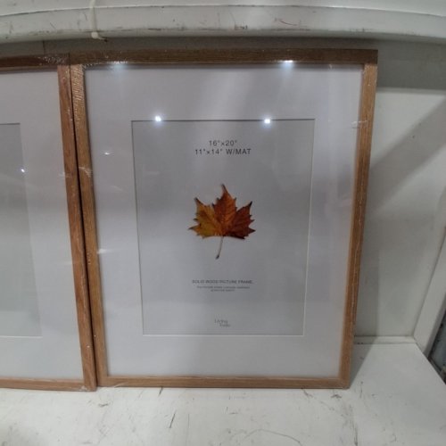 2PK PICTURE FRAMES - 16" X 20"; 11" X 14" WITH MAT - NATURAL WOOD image 3