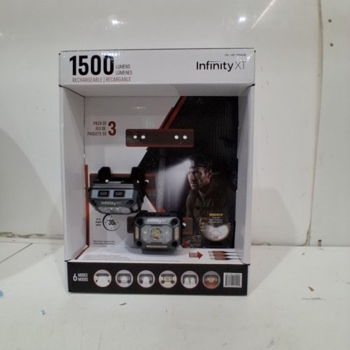 2PK INFINITY X1 RECHARGEABLE HEADLAMPS WITH 6 LIGHT MODES - 1500LM - BLACK/GREY (MODEL: 1938038) image 2